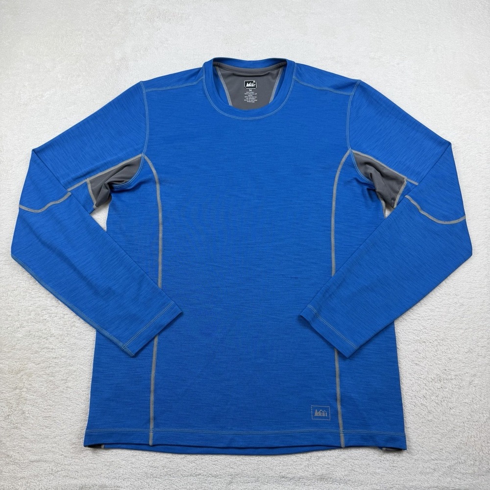 REI long Sleeve Base Layer Shirt Mens Medium Blue Athletic Compression Running